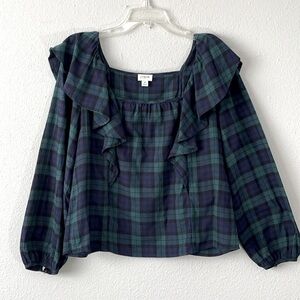 J.CREW Women's Blackwatch Plaid Flannel Top Size M